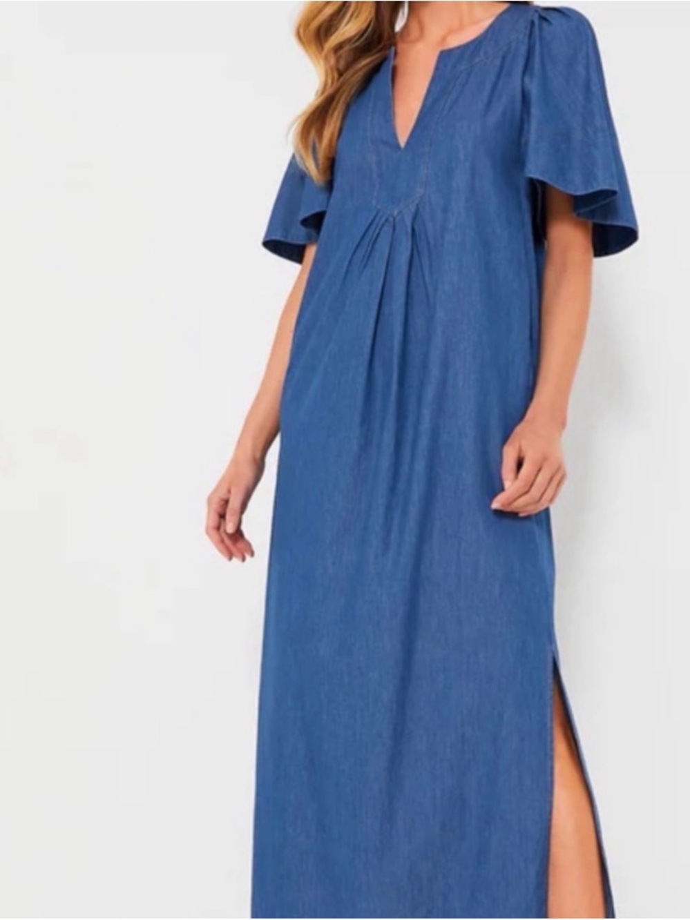 Denim Finley Flutter Sleeve Maxi Dress- Tuckernuck
